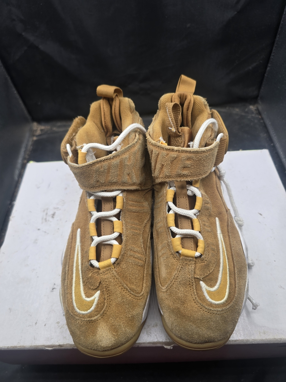 Nike Suede High-Top Sneakers in Wheat/Tan with White Swoosh
